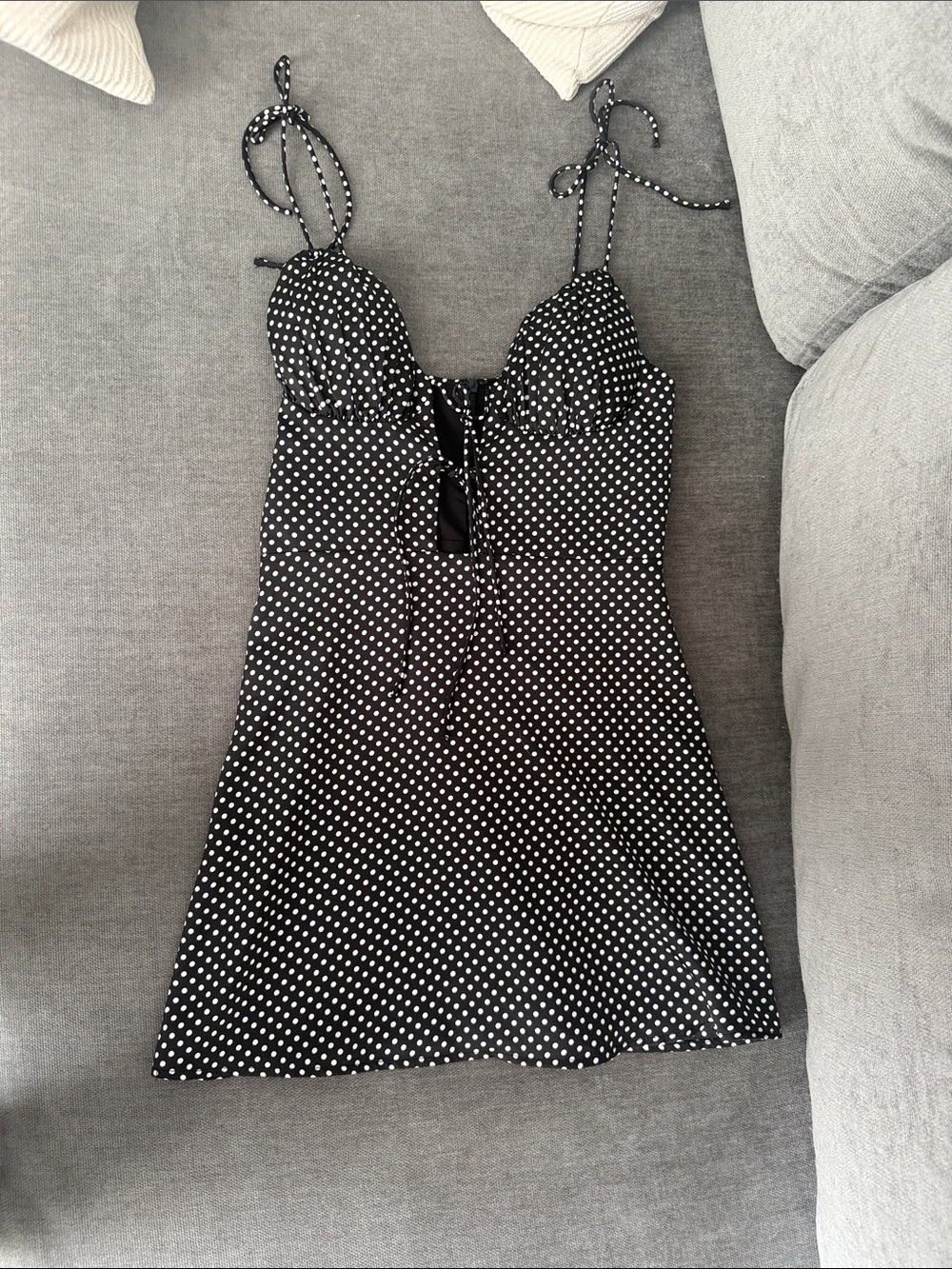 Black Polka Dot Tie-Shoulder Cami Dress